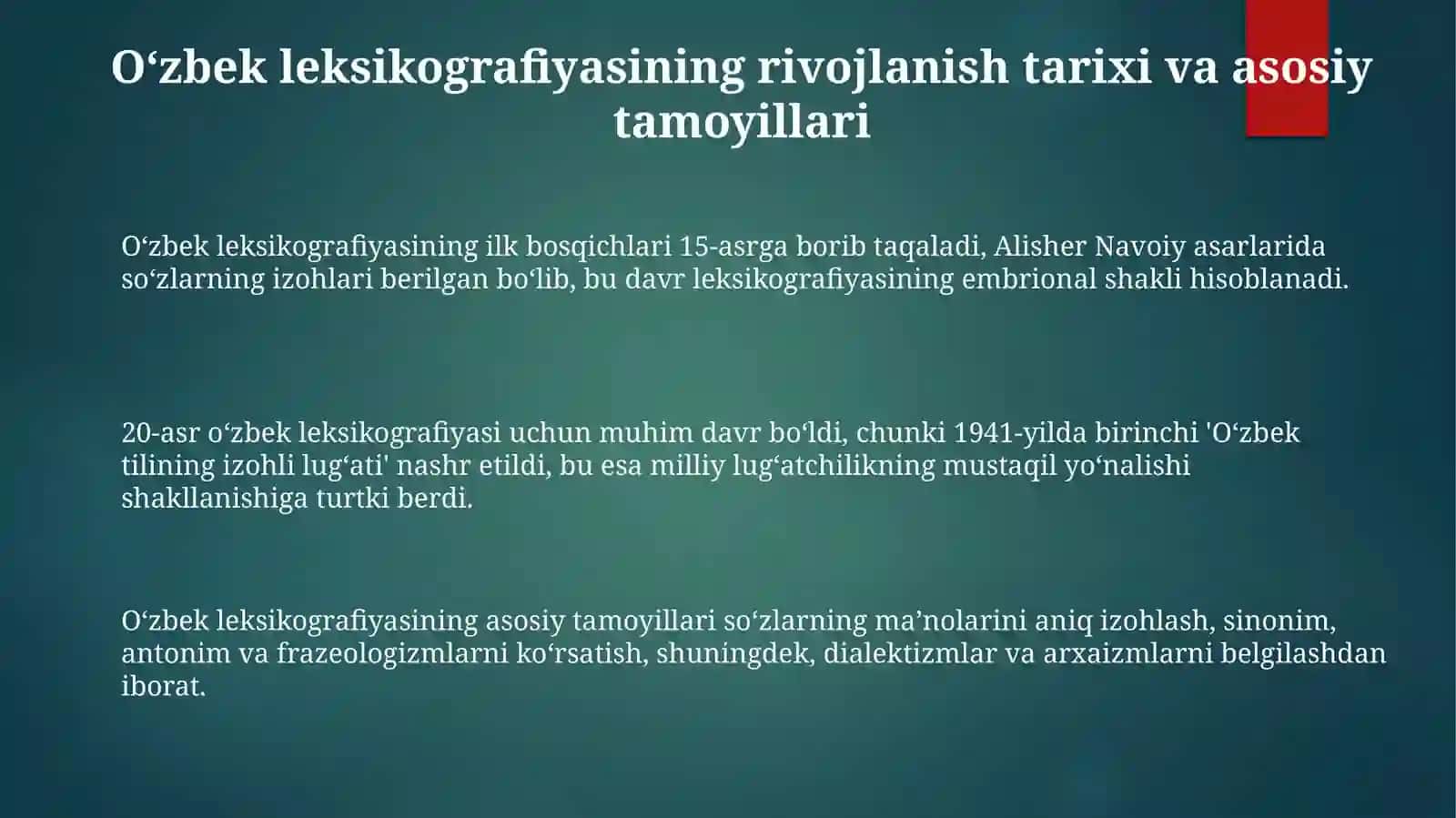 Oʻzbek leksikografiyasining asosiy bosqichlari va xususiyatlari 3