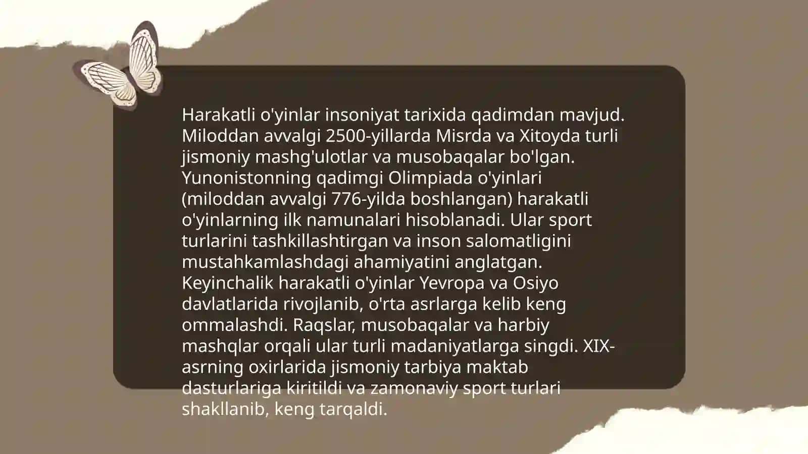 Harakatli o'yinlarni qisqacha tarixi, turkumlari va pedagogik ahamiyati 3