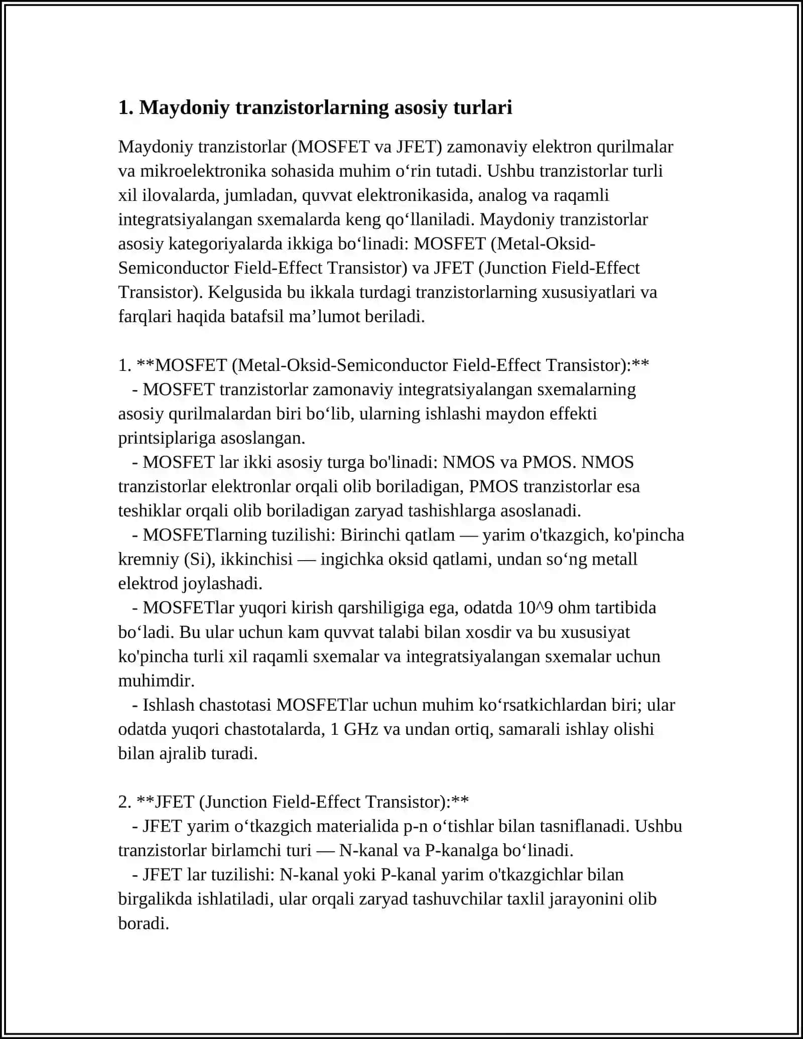 MAYDONIY TRANZISTORLARNING STATIK XARAKTERISTIKALARI 3