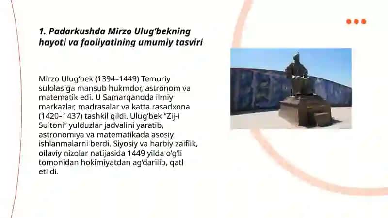 Mirzo Ulugʻbek hayoti va ijodi Padarkush 3