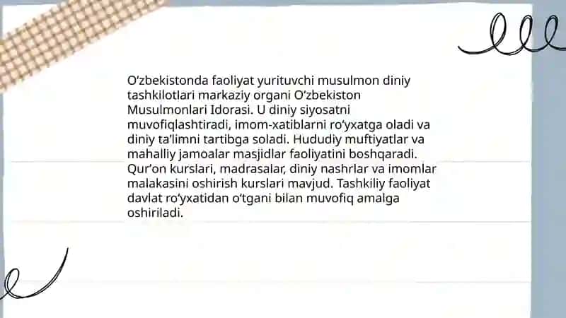 Oʻzbekistonda faoliyat yurituvchi diniy tashkilotlar 3