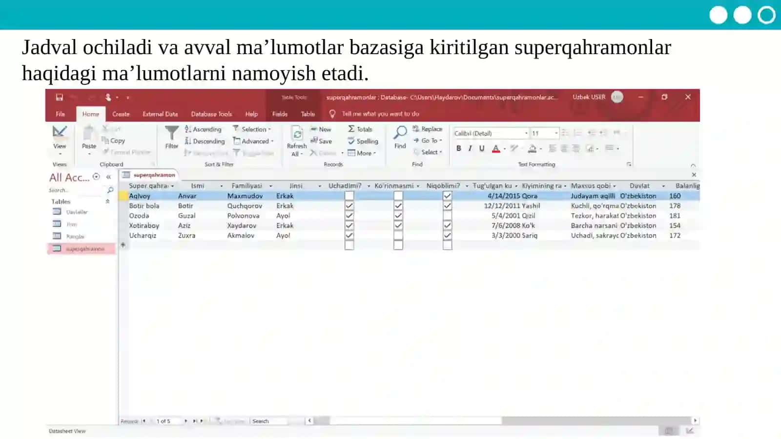 Ma’lumotlarbazasiga qayta ishlov berish 3
