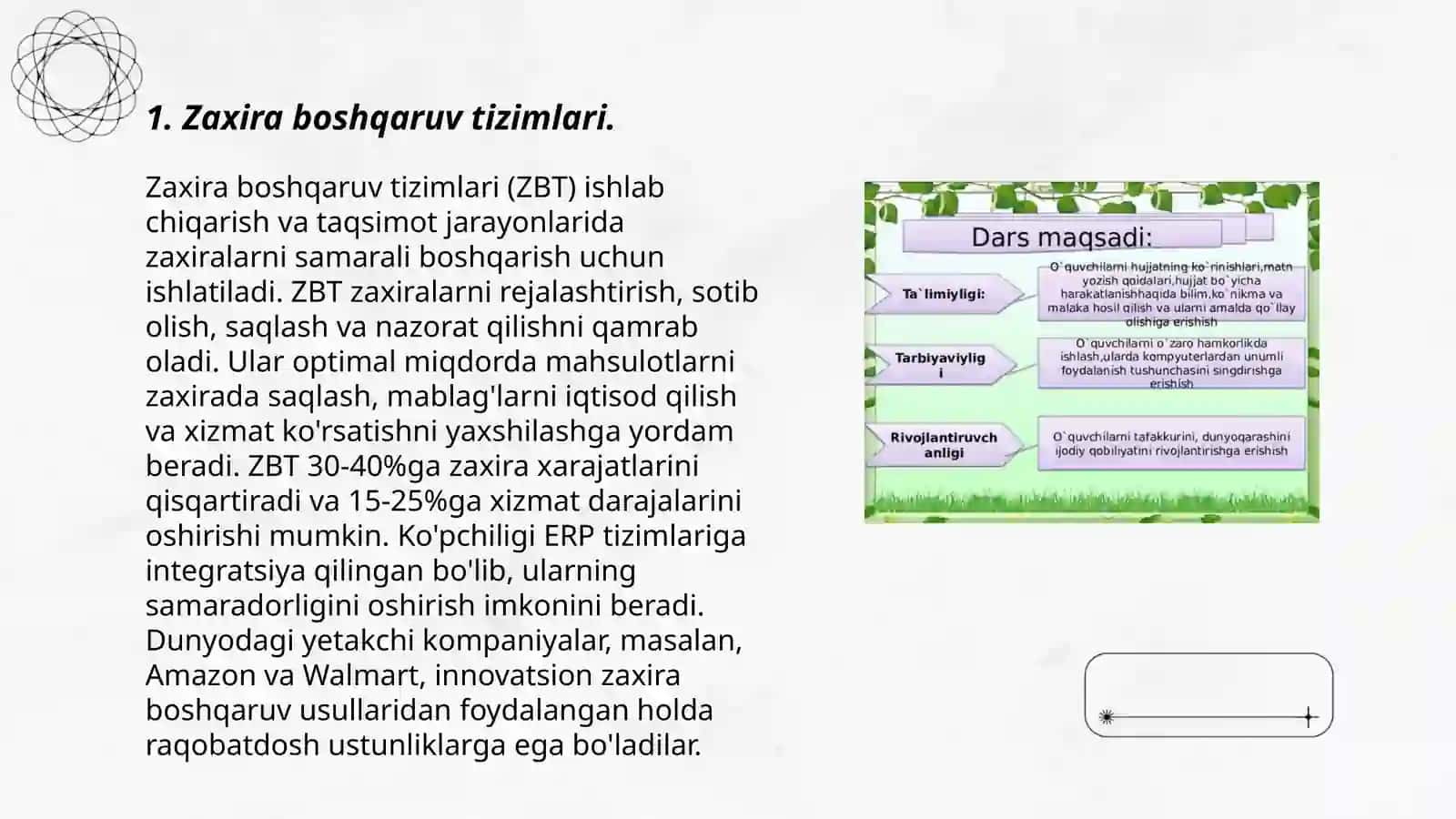 Zaxiralari boshqarishda operatsiyalar menejmenti va ularning tarmoqli modellari 3
