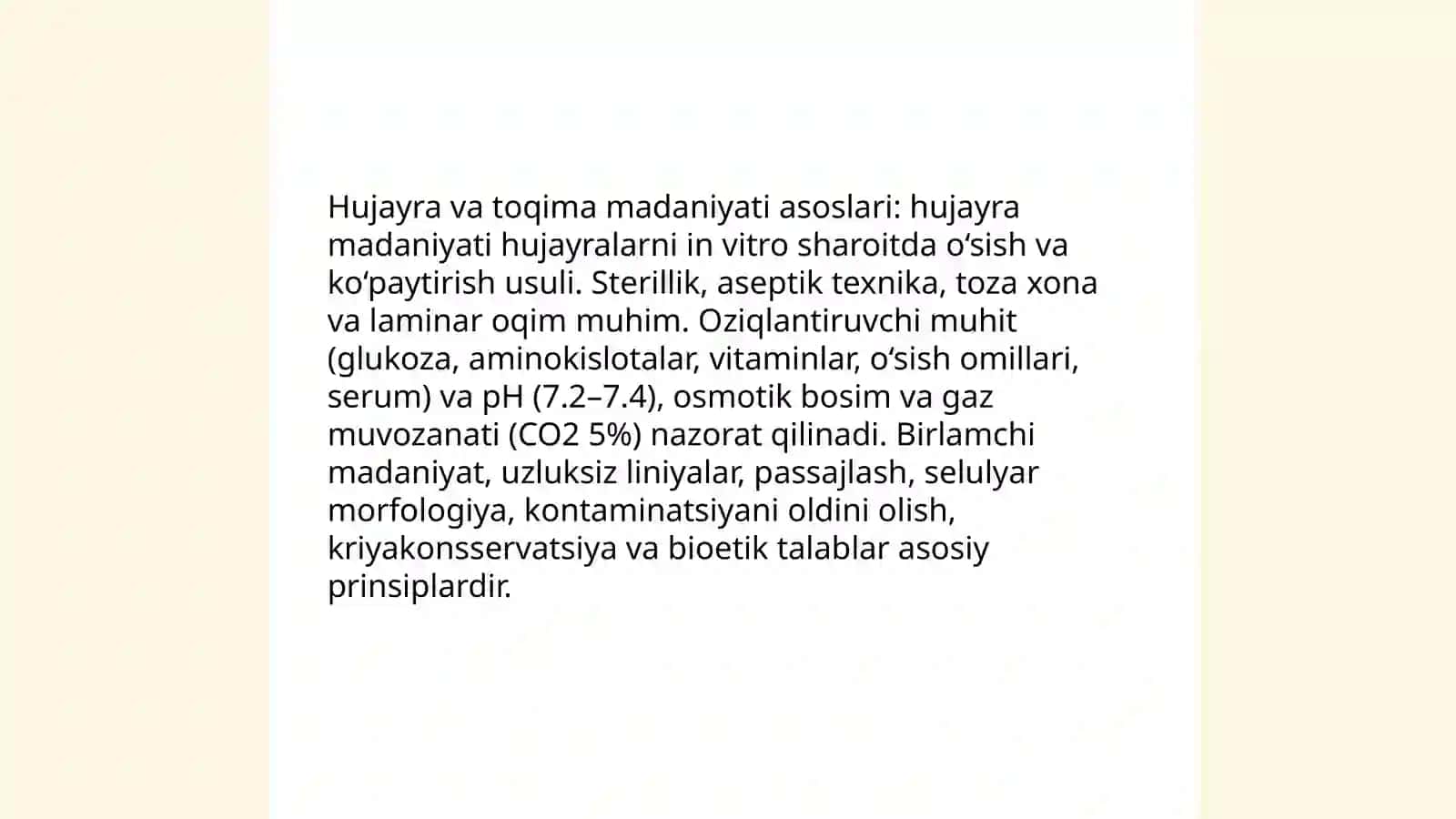 Hujayra va toqima madaniyati asoslari 3