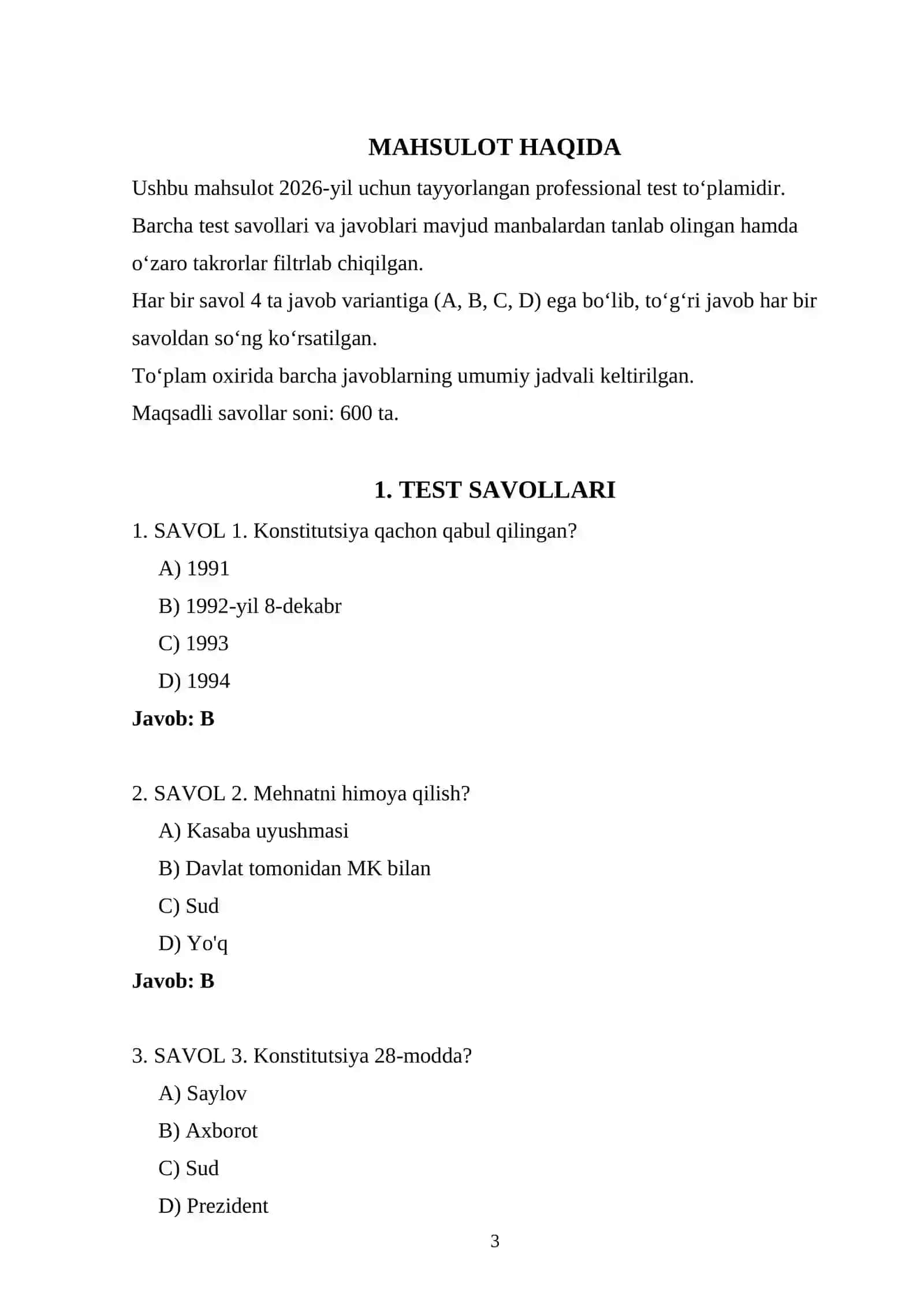 IIV safdorlik va serjantlik — 600+ test 3
