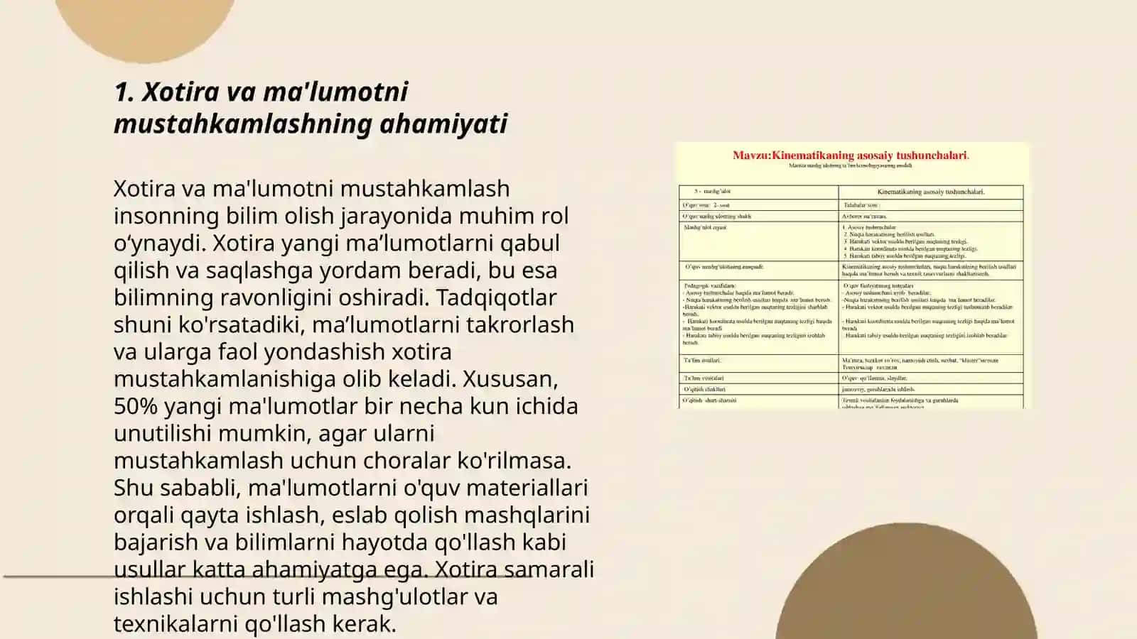 Xotira: maʼlumotlarni mustahkamlash yoʻllari, usullari, vositalari 3