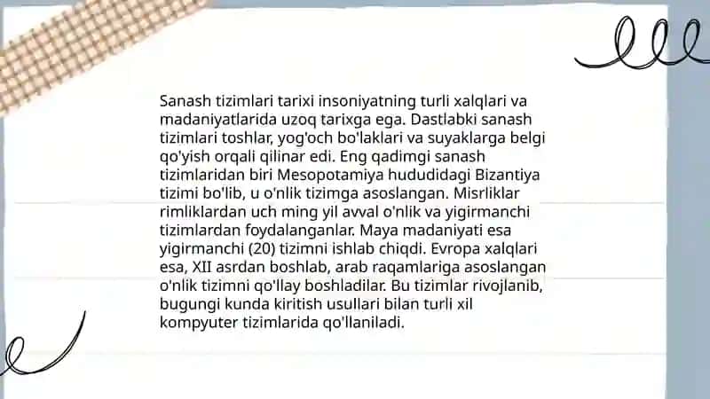 Sanash tizimlari tarixi 3