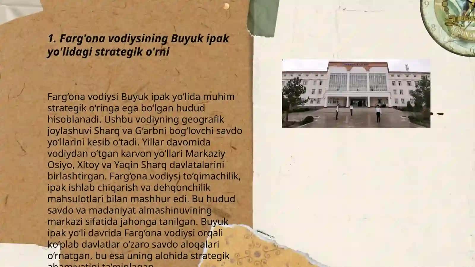 Buyuk ipak yôlidaa Farg'ona shaharlari ôrni 3