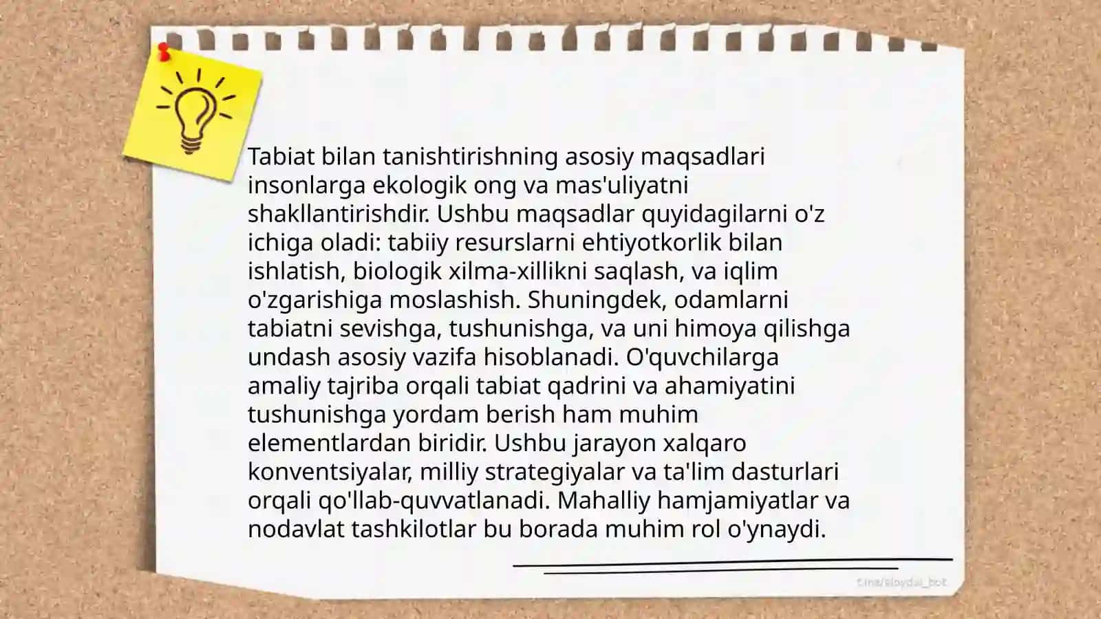 Tabiat bilan tanishtirishda dastur mazmuni Tabiat bilan tanishtirish tamoillari 3