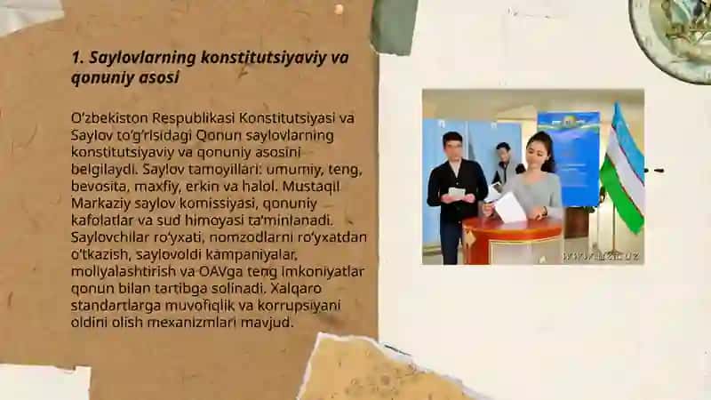 O‘zbekiston Respublikasida erkin saylovlarni amalga oshirish prinsiplari 3
