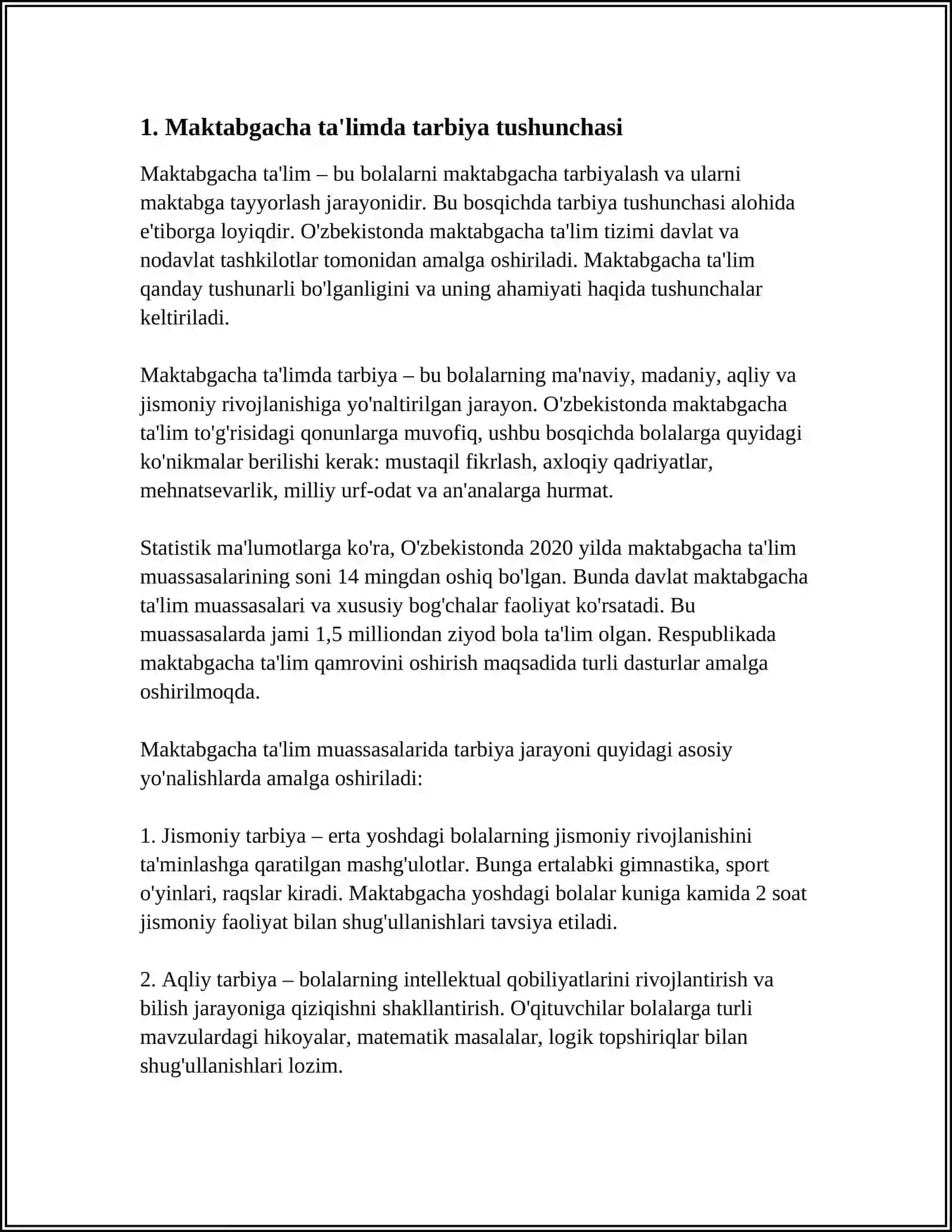 MAKTABGACHA TALIM TASHKILOTLARIDA TARBIYA TURLARI VA ULARNING SHAXS KAMOLOTIGA TASIRI 3