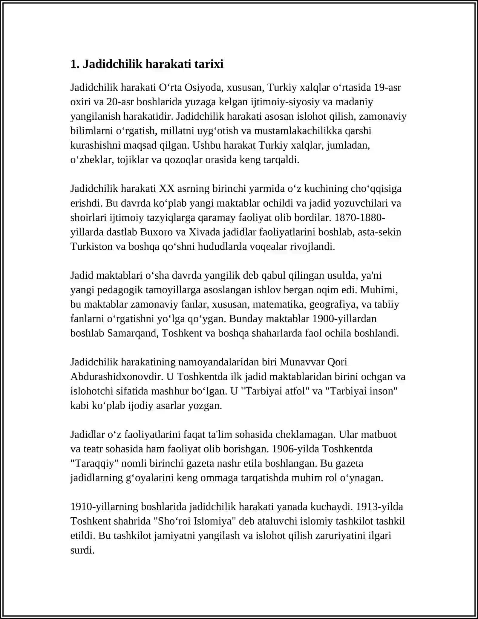 JADID MA'RIFATPARVARLARINING O'LKA IJTIMOIY-MA'NAVIY HAYOTIDA TUTGAN O'RNI 3