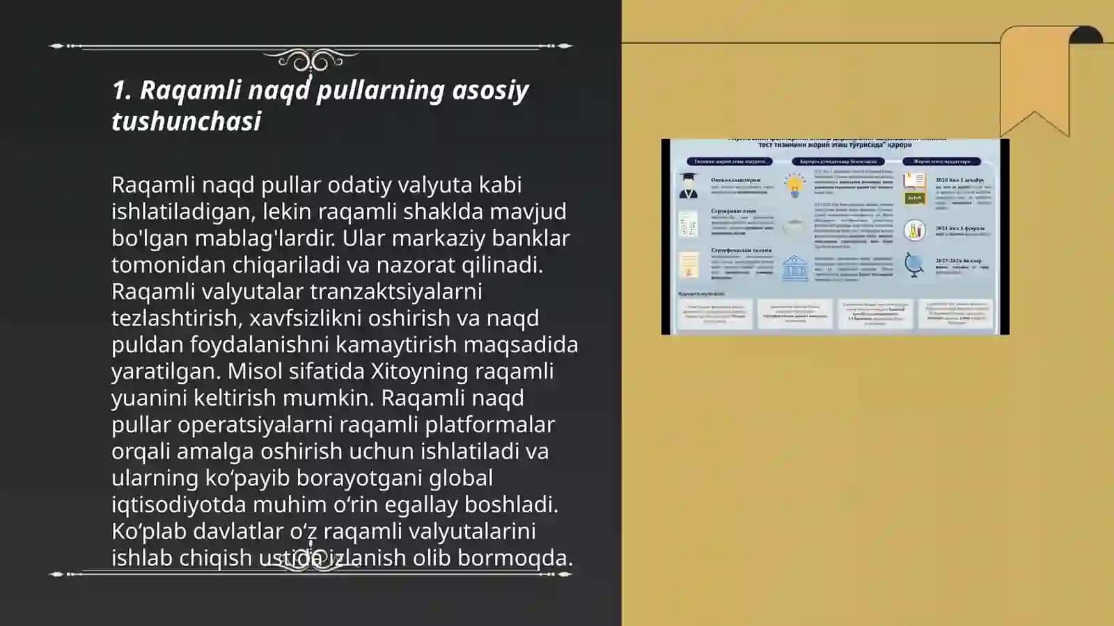 Raqamli naqd pullar va ularning mamlakatimizdagi iqtisodiy o'rni va ahamiyati 3