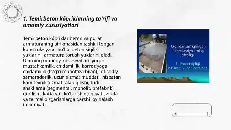Temirbeton kópriklar va yôl ótkazgichlar haqida umumiy ma'lumot 3