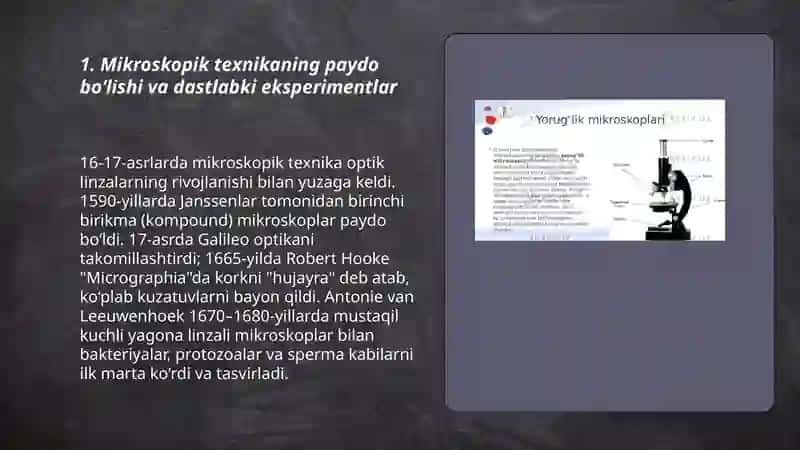 Mikroskopik texnikaning rivojlanish tarixi 3