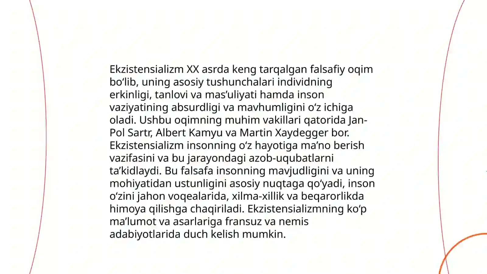 Ekzistensializm. A. kamyu. " Begona" romanining tahlili 3