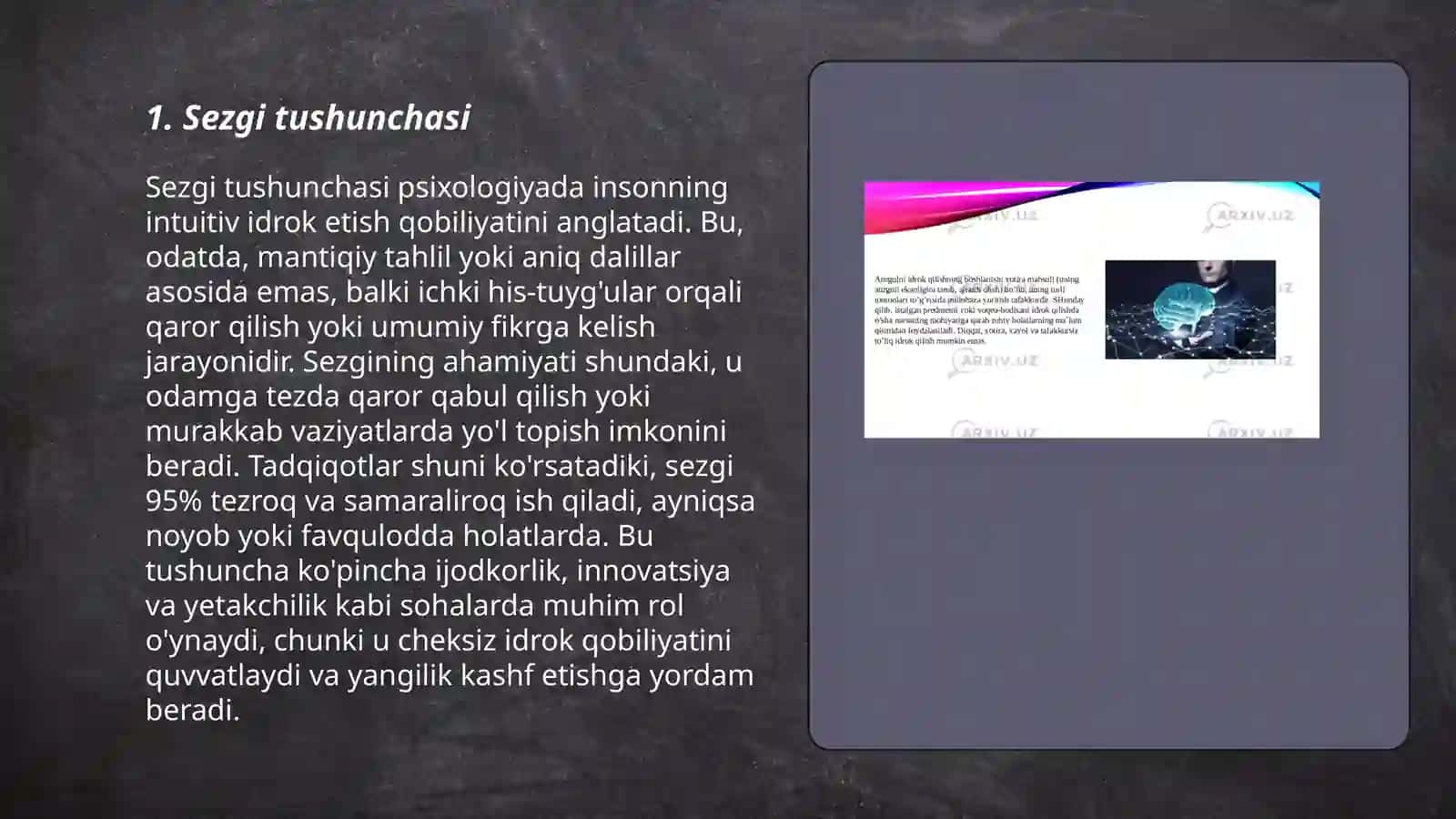 Sezgi haqida tushuncha va uning nerv-fiziologik asosi 3