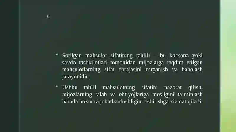 Sotilgan mahsulot sifatining tahlili 3