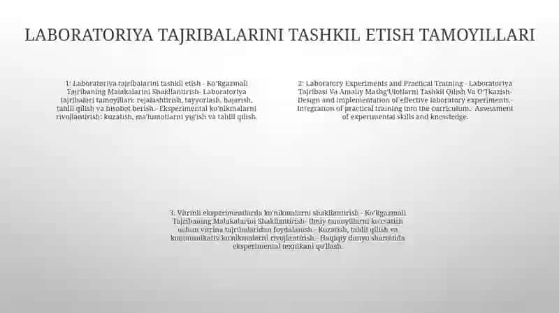 KoʻRgazmali Tajribaning Malakalarini Shakllantirish, Laboratoriya Tajribasi Va Amaliy MashgʻUlotlarni Tashkil Qilish Va OʻTkazish 3