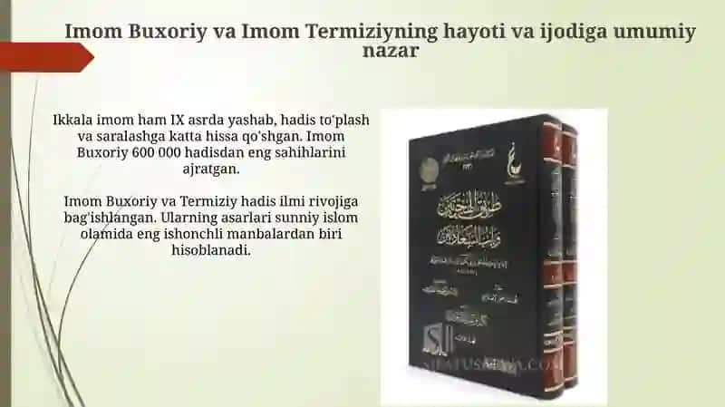 Imom Buxoriy va Imom Termiziyning hadis ilmiga qo'shgan hissalarini qiyosiy tahlili 3