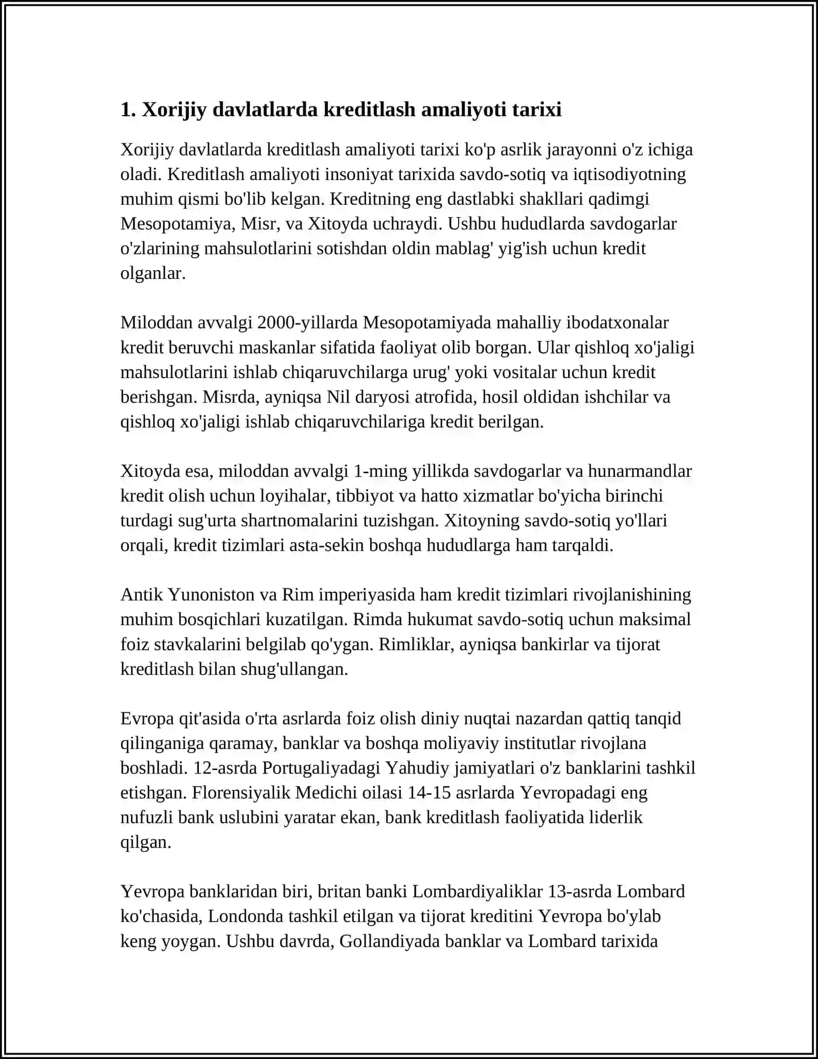 XORIJIY DAVLATLARDA KREDITLASH AMALIYOTI 3
