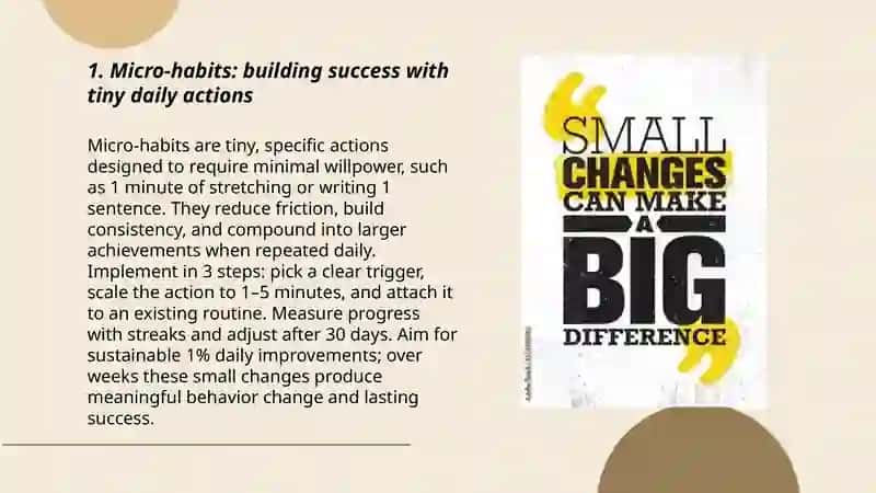 Micro-habits: building success with tiny daily actions 3