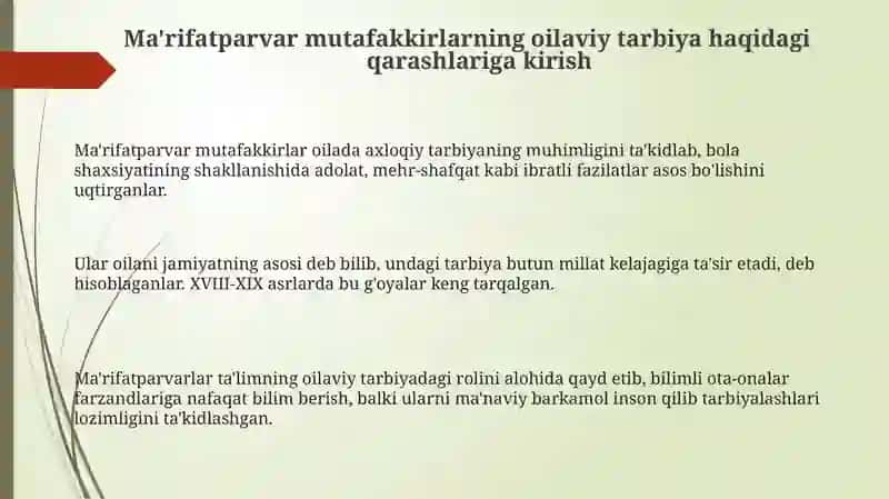 Ma'rifatparvar mutafakkirlarning oila tarbiyasiga oid fikrlari 3
