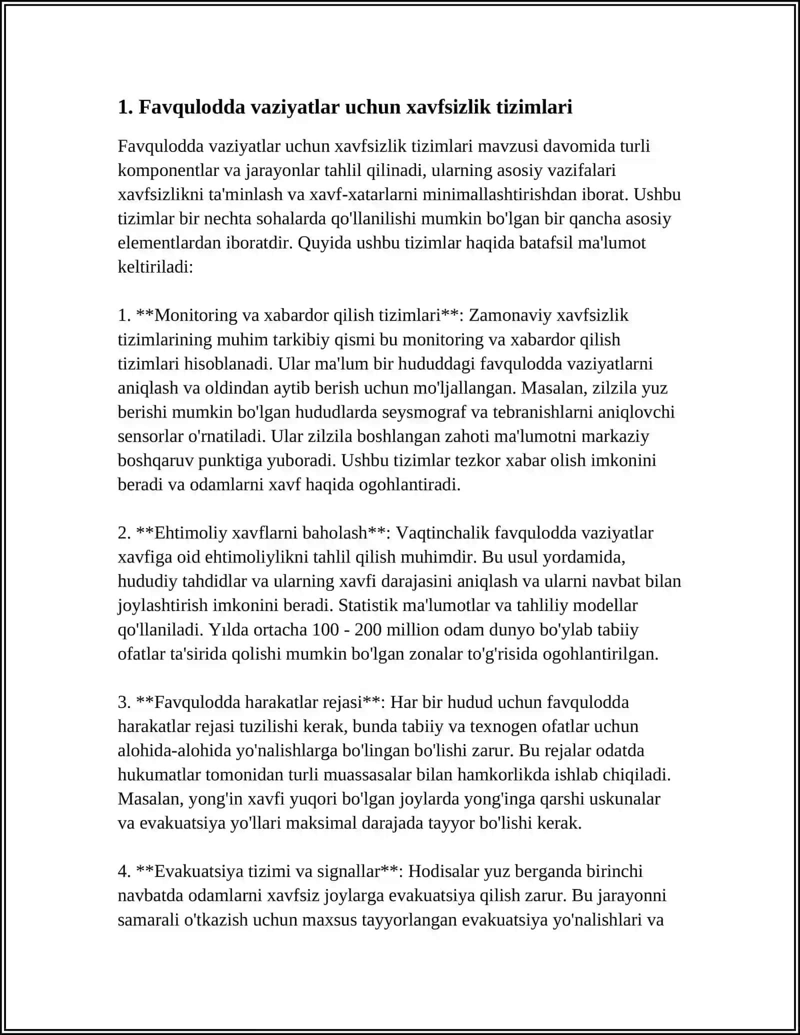 Favqulodda va ziyatlar uchun xavfsizlikni taminlash bo'yicha qabul qilingan davlat standartlari tizimi 3