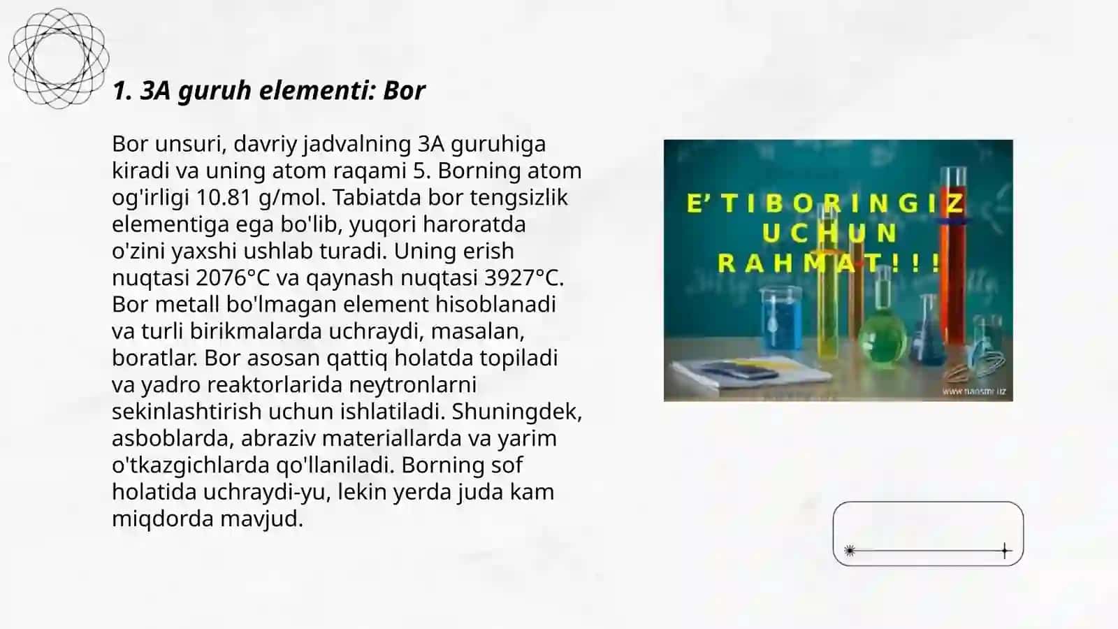 3A guruh elementi: Bor 3