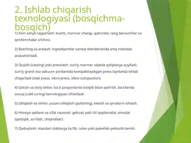 Sun'iy granit va marmardan tayyorlangan plitkalar ishlab chiqarish istiqbollari va jahon tajribasi 3