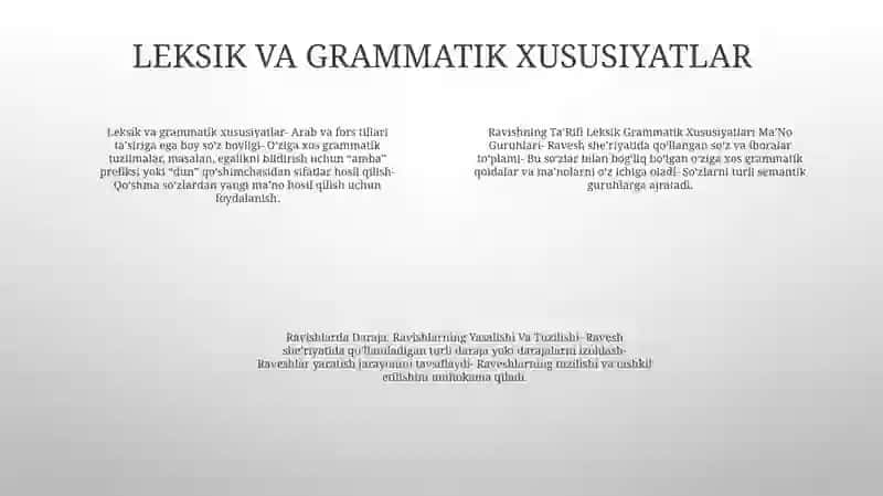 Ravishning TaʼRifi Leksik Grammatik Xususiyatlari MaʼNo Guruhlari 3