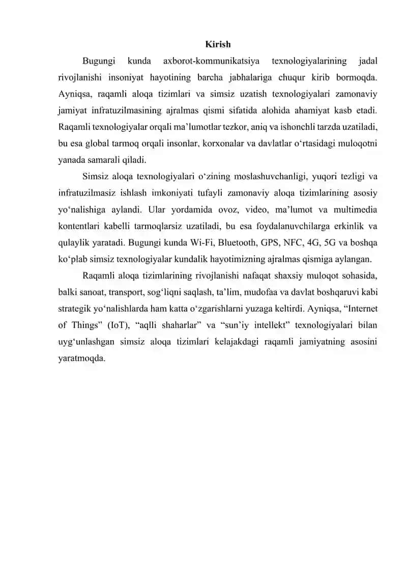 Raqamli aloqa tizimlarida simsiz uzatish (Wireless Communication) texnologiyalarining roli 3