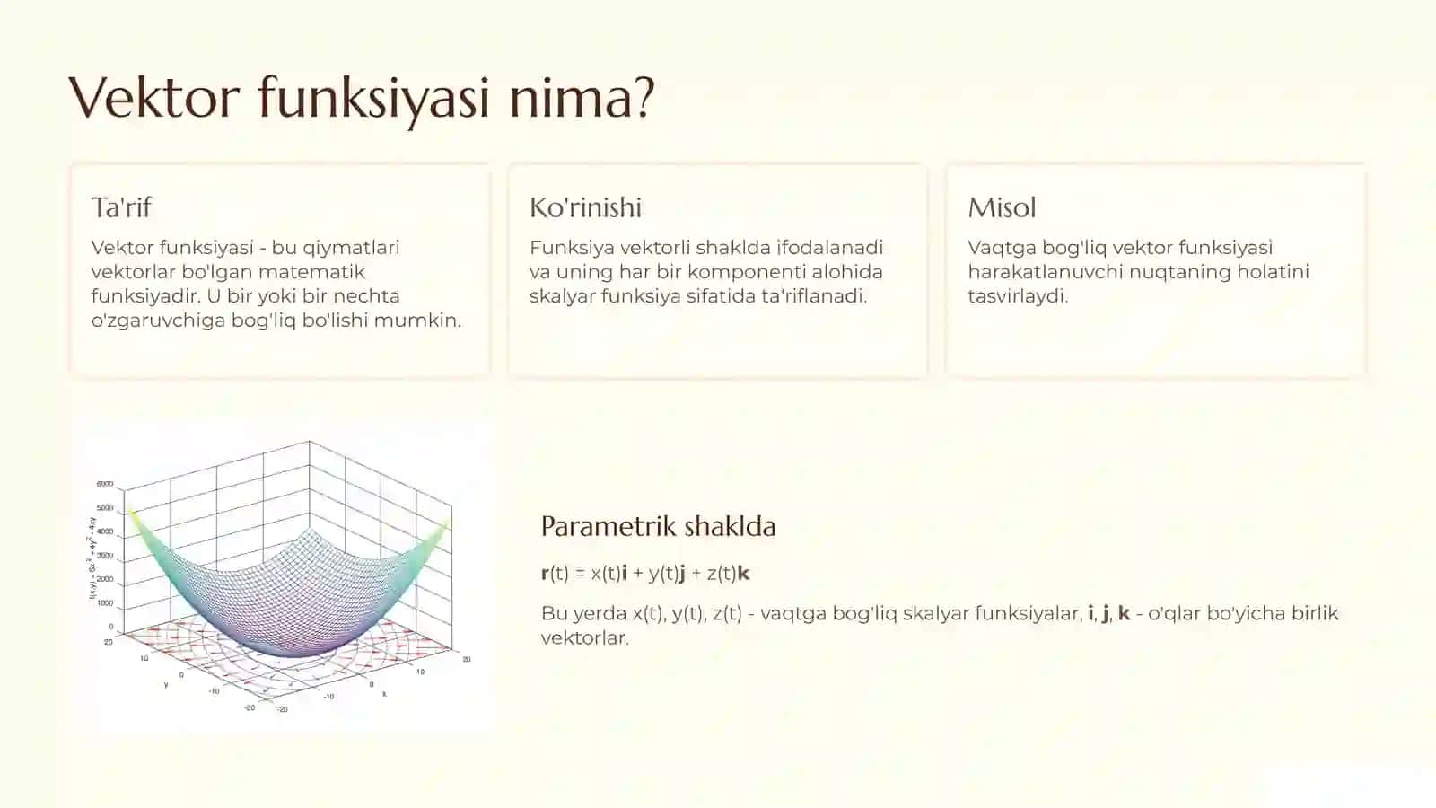 Vektor funksiyalarining injinerik sohasidagi tabiqlari 3