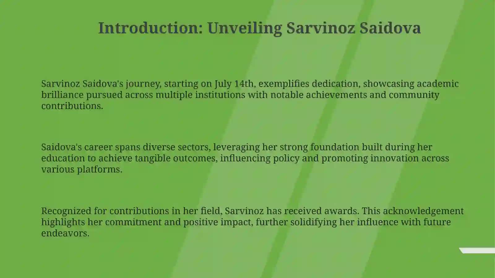 Sarvinoz Saidova: A Life of Achievement 3