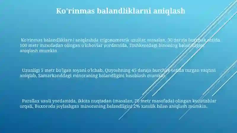 O'lchanamaydigan masofalarni aniqlash 3