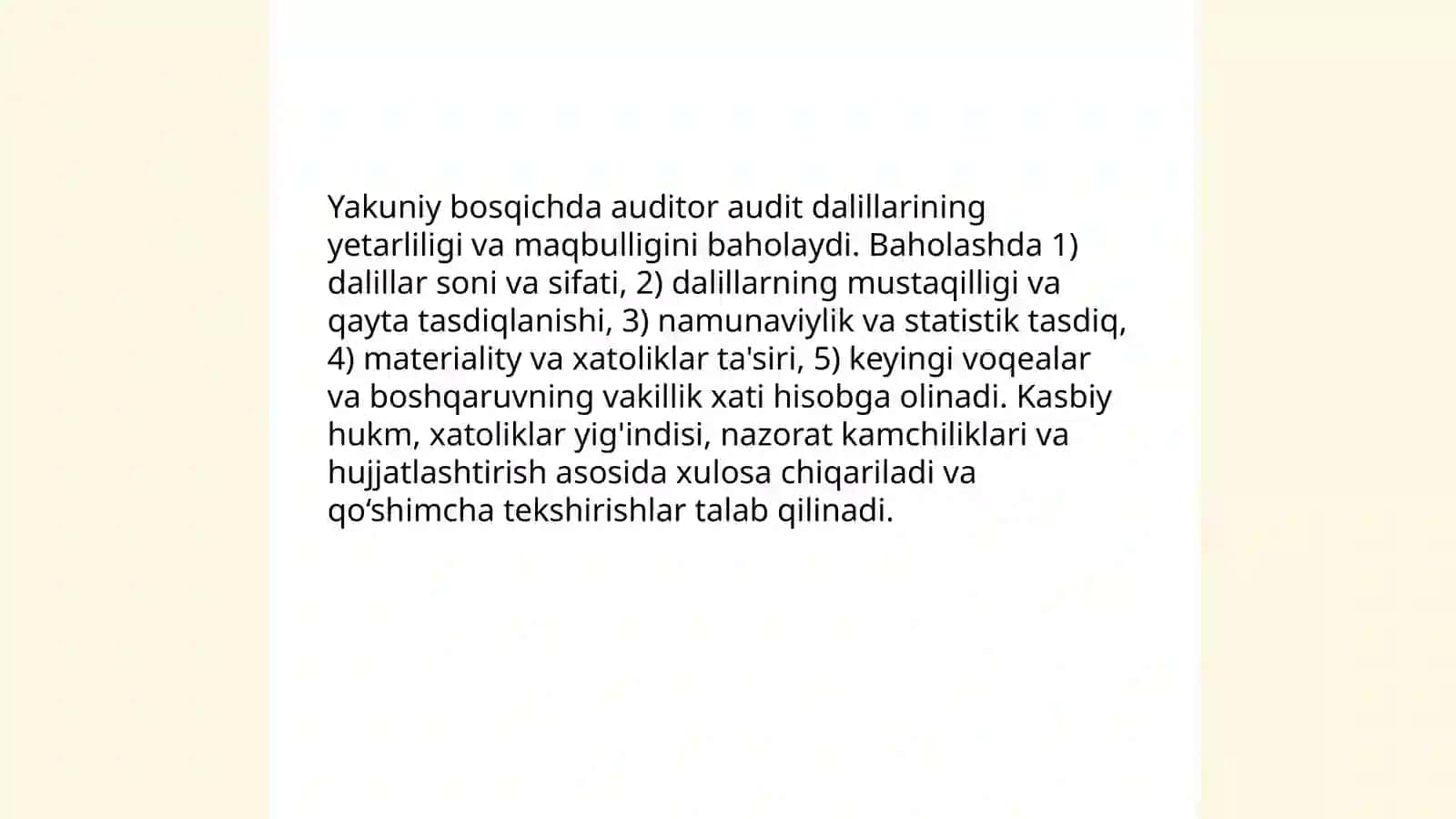 Auditorlik teksiruvining yakuniy bosqichi 3