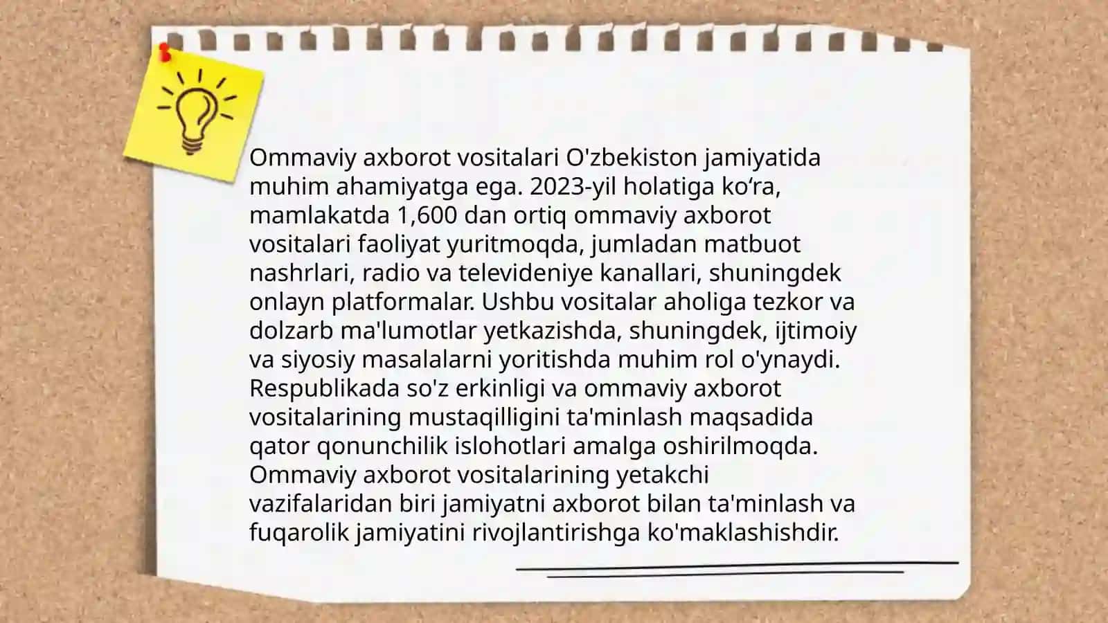 Òzbekiston Respublikasida ommaviy axbarot vositalarining faoliyati mavzusida esse yozish 3