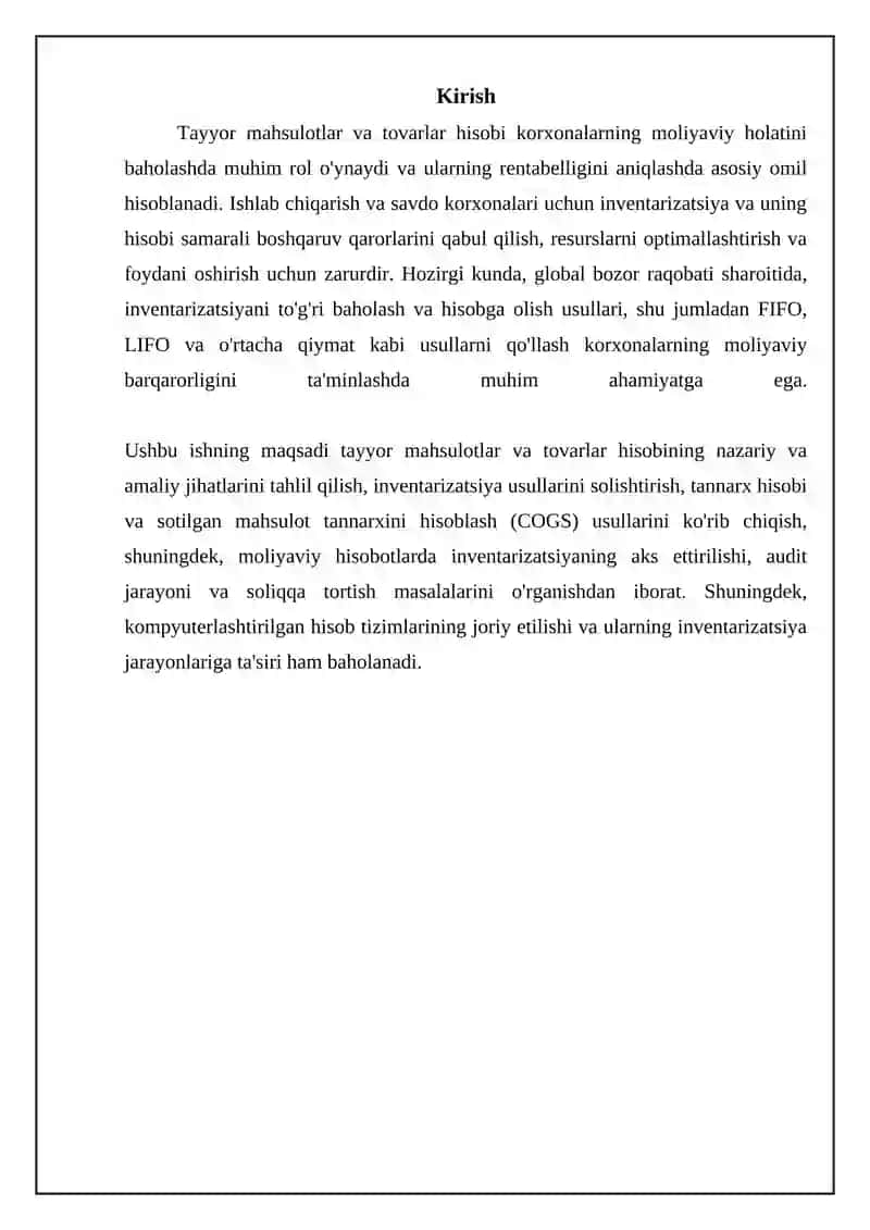 Tayyor mahsulotlar va tavarlarning hisobi 3