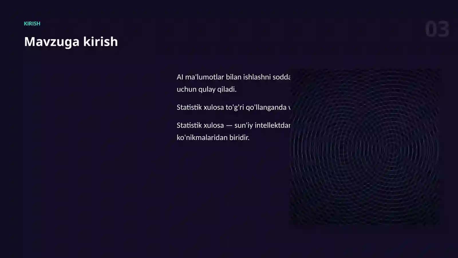 AI MA'LUMOTLAR BILAN ISHLASH 3