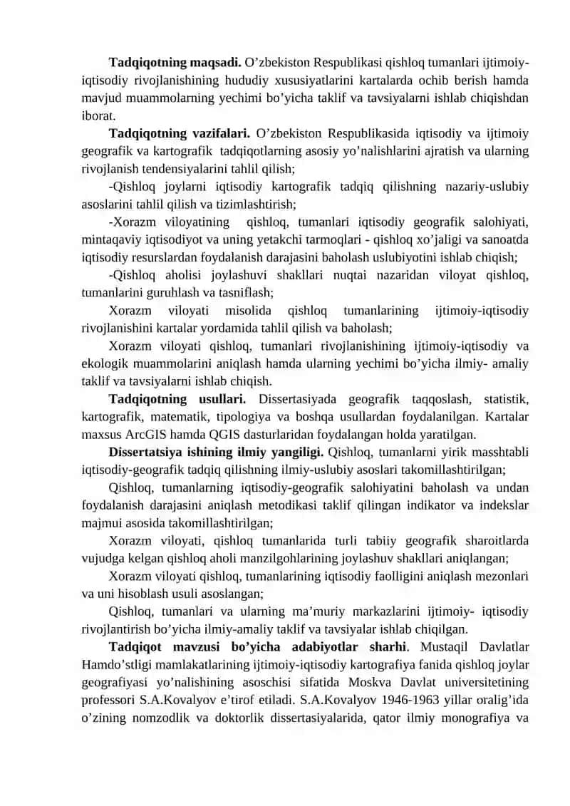 "Qishloq, Ma’muriy Tumanlarning Yirik Masshtabli Ijtimoiy-Iqtisodiy Kartalarini Tuzish" 3