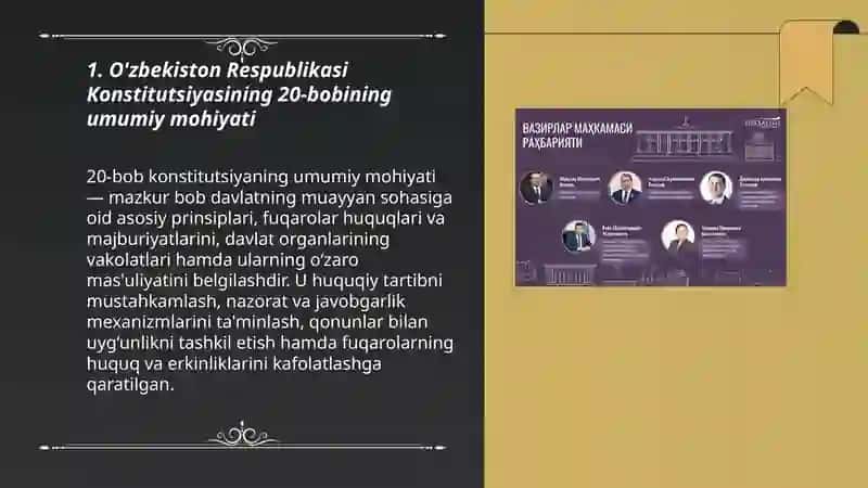 O'zbekiston Respublikasi konstitutsiyasining 20- bobi 3