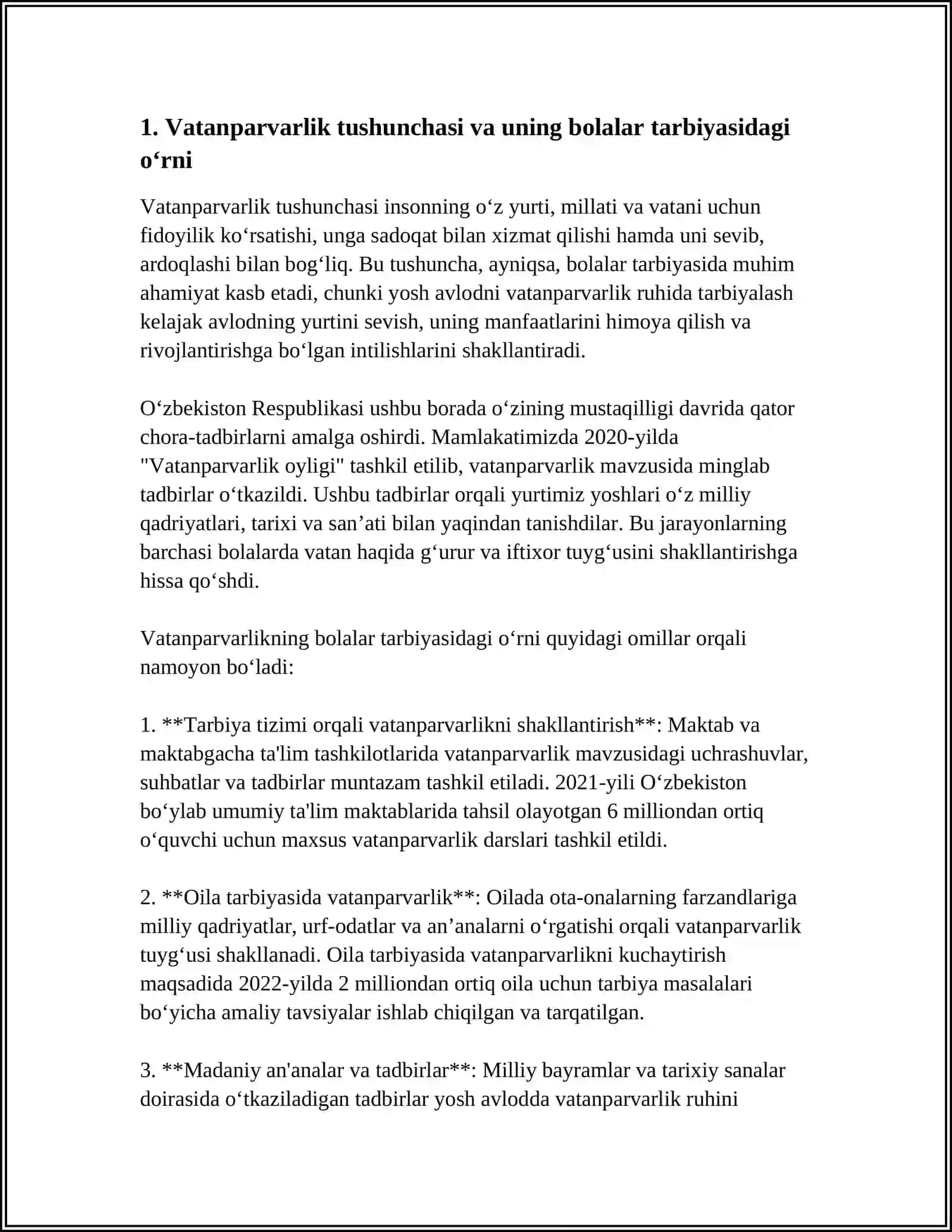 OILADA BOLALARNI VATANPARVARLIK RUHIDA TARBIYALASH 3