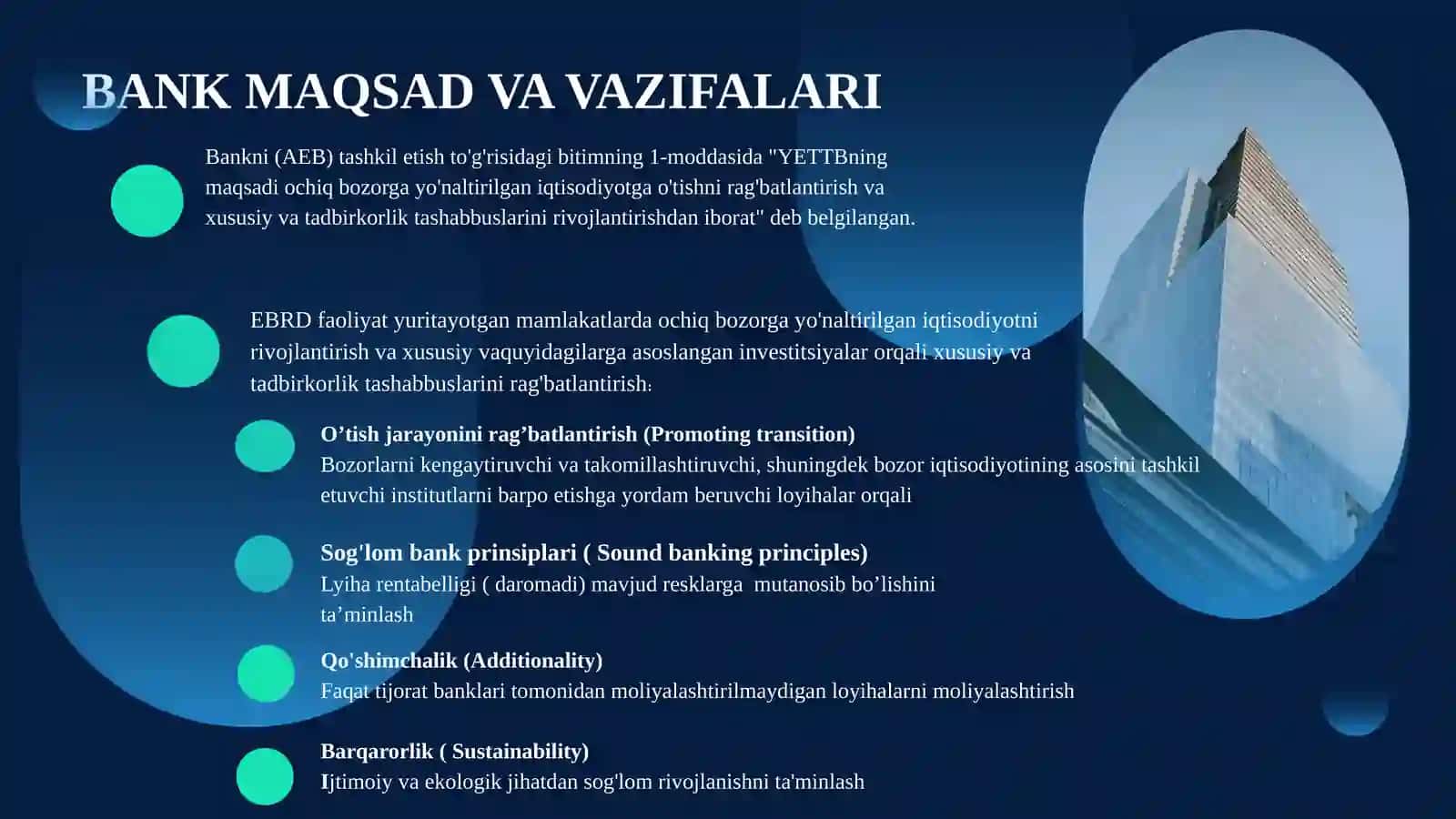 YEVROPA TIKLANISH VA TARAQQIYOT BANKI,UNING ASOSIY FUNKSIYALARI VA VAZIFALARI 3
