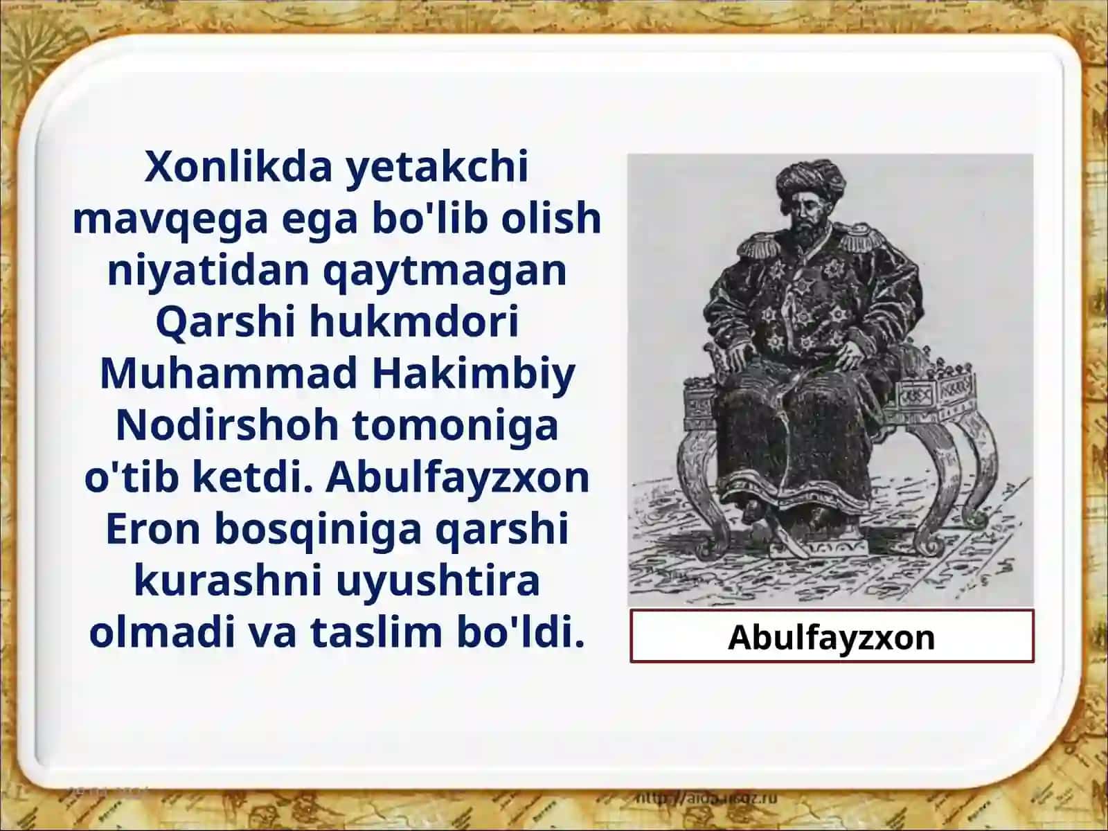 8-sinf O'zbekiston tarixi dars ishlanma. Buxoroda mang'itlar sulolasi, Buxoro xonligining davlat mustaqilligini yo'qotishi 3