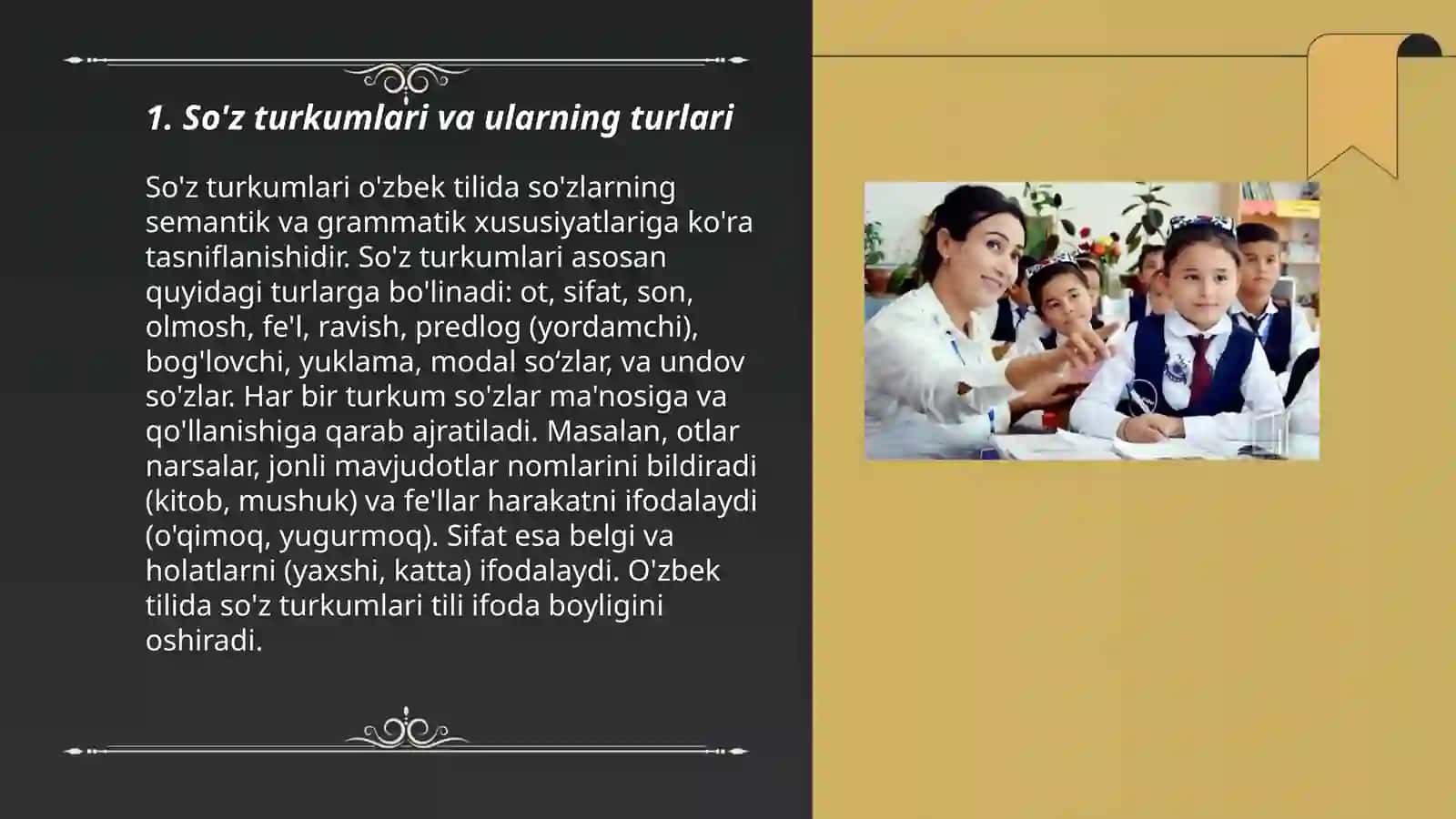 Turli tillarda soʻz turkumlari va ularni guruhlash tamoyillari 3