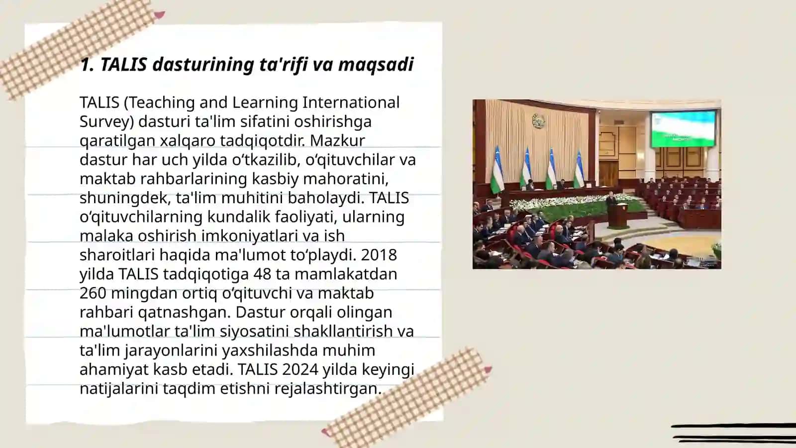 TALIS xalqaro baholash dasturi mazmun mohiyati 3