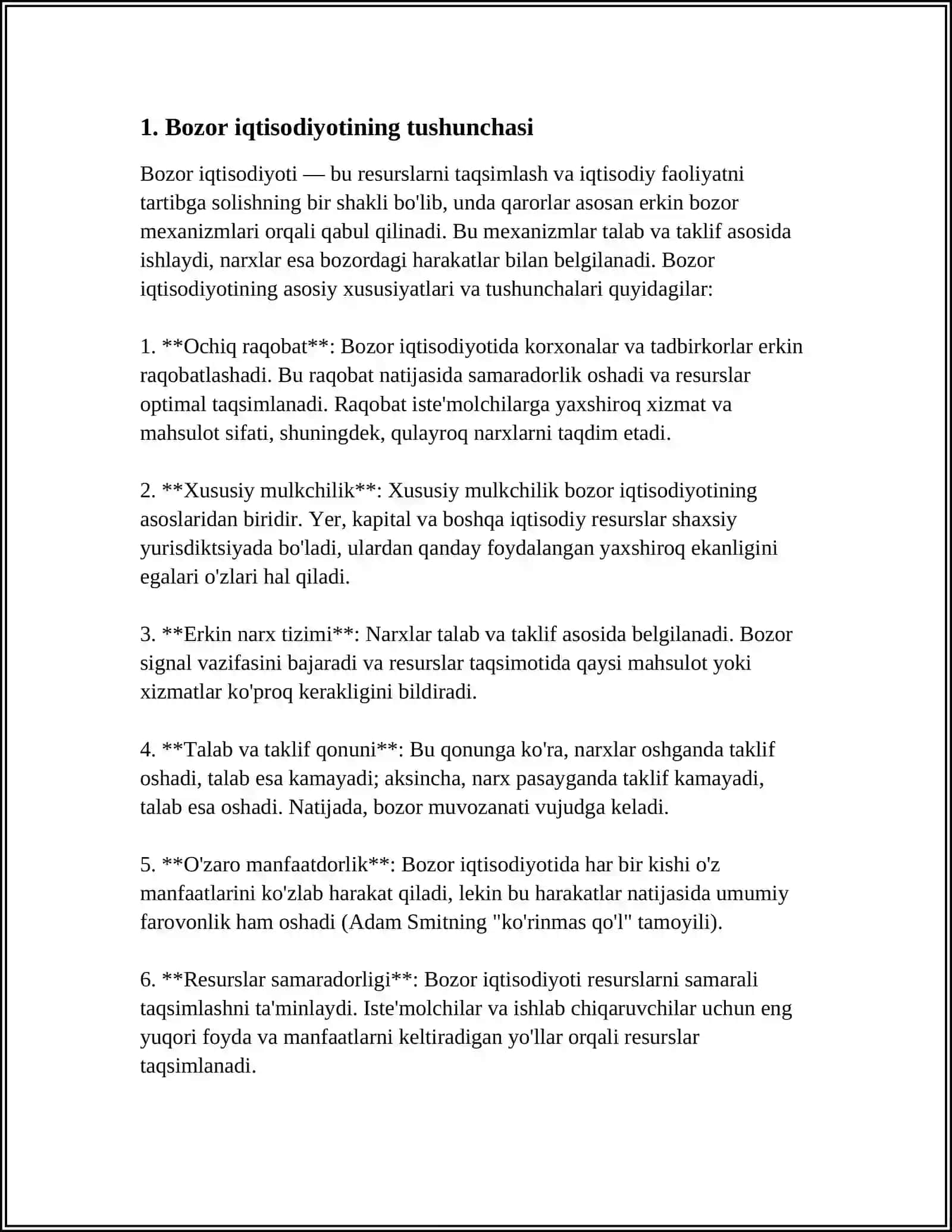 BOZOR IQTISODIYOTINING MOHIYATI VA ASOSIY BELGILAR 3