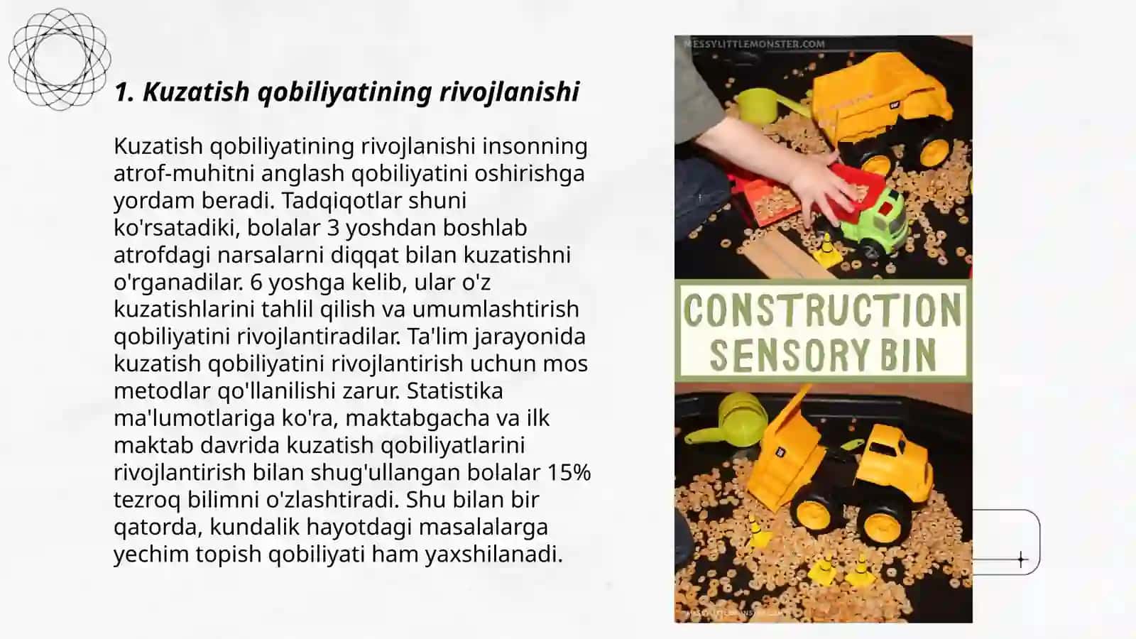 Bola sezgi asosiy turlarining rivojlanishi 3