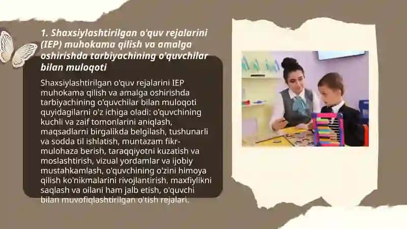 Maxsus ta'lim tarbiyachilarining o'quvchilar bilan o'zaro muaomilasi 3