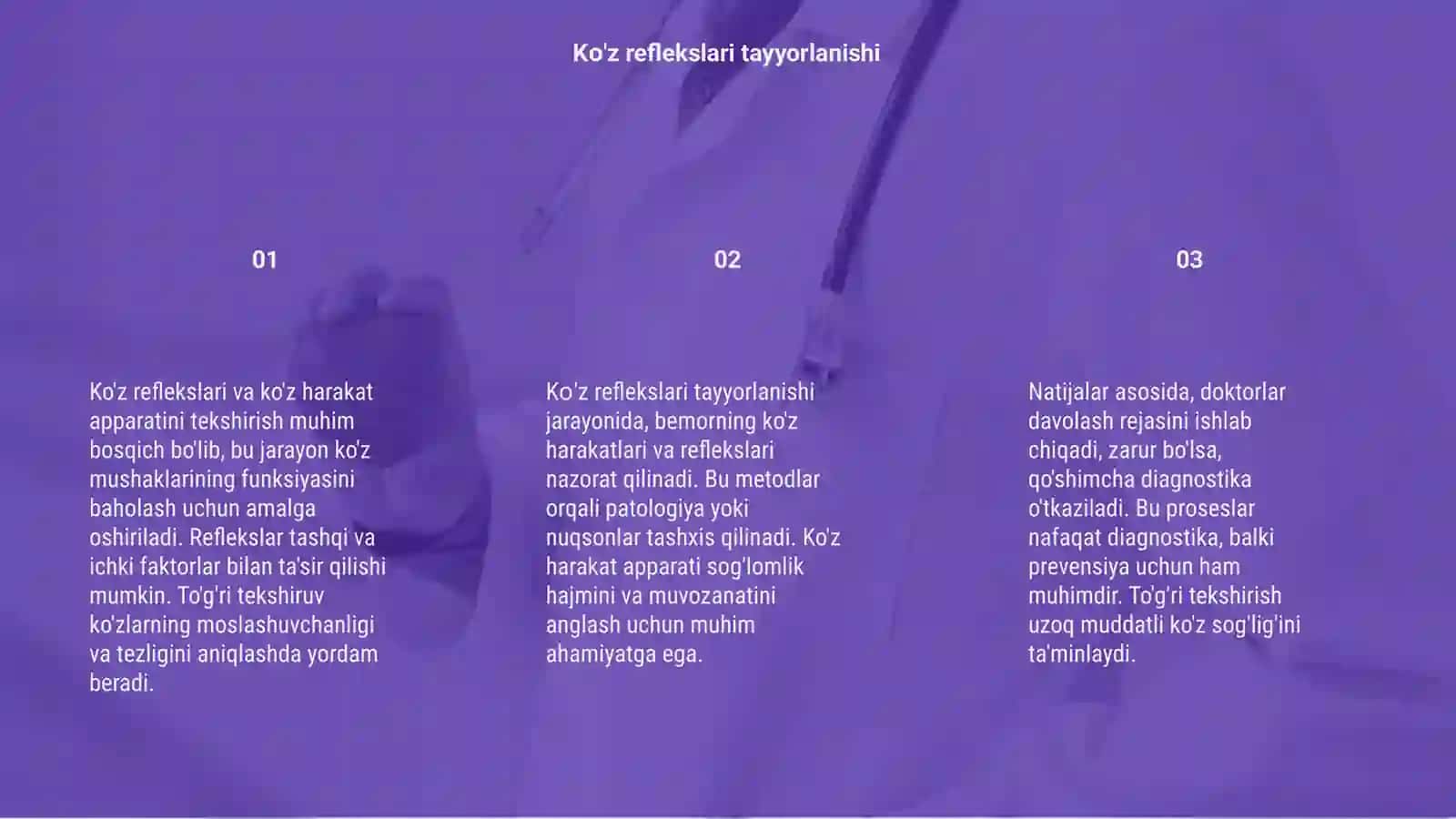 Ko'z reflekslari va ko'z harakat apparatini tekshirish 3
